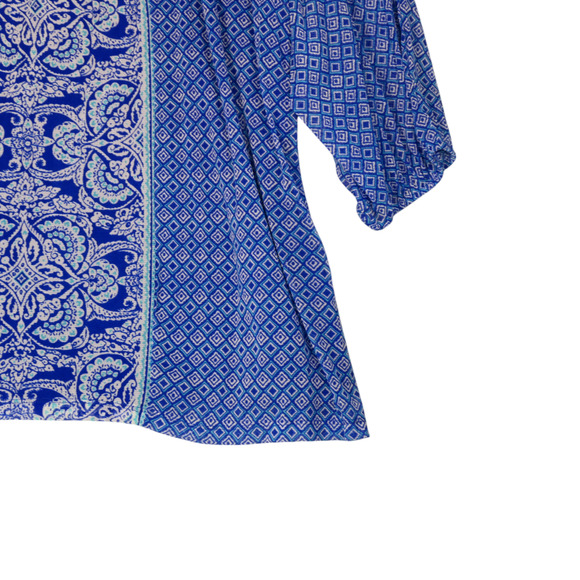 Apt 9 Tunic Mesh Blouse Womens 2X Blue Floral Lined Artsy Stretchy Career Boho - Picture 3 of 10